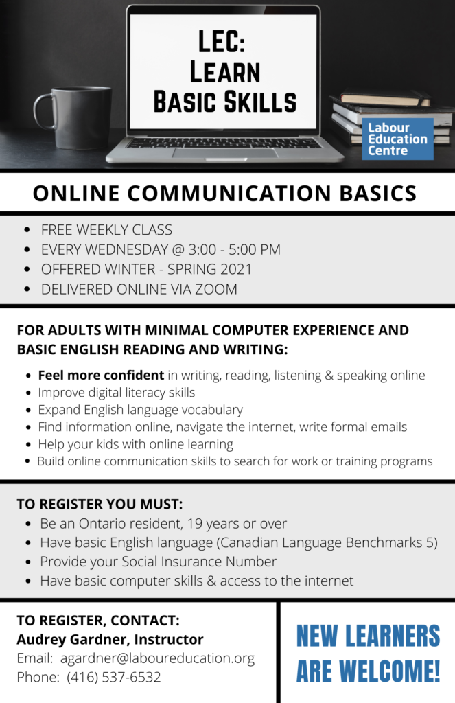 LEC's Online Communication Basics flyer from 2021.